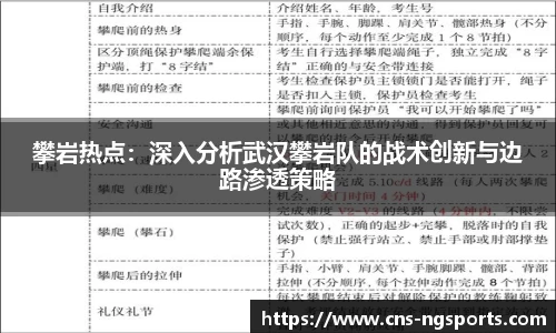 攀岩热点：深入分析武汉攀岩队的战术创新与边路渗透策略